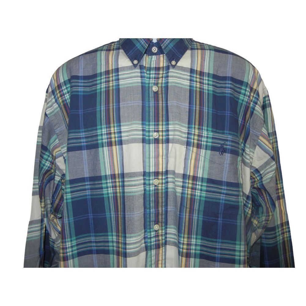 Vintage Ralph Lauren Blaire Shirt Blue Plaid Cotton Long Sleeve Button Down - Picture 2 of 9
